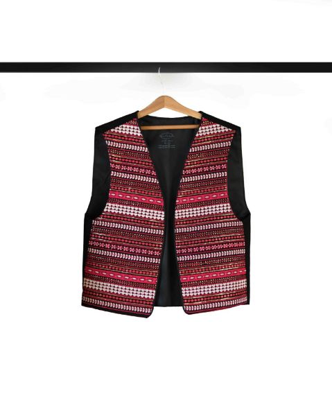 تصویر  جلیقه  سوزندوزی سرخابی