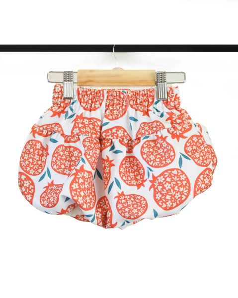 تصویر  دامن قارچی طرح انار قرمز