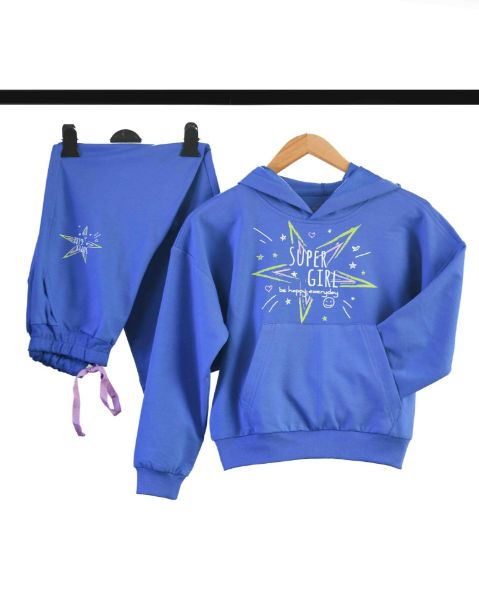 تصویر  ست هودی شلوار آبی