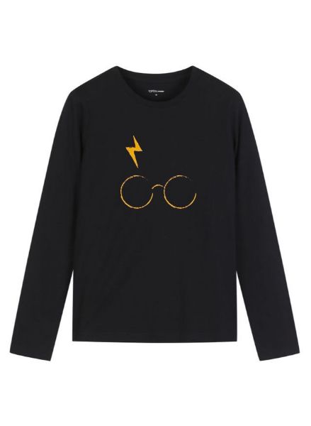 تصویر  بلوز آستین بلند مشکی طرح هری پاتر