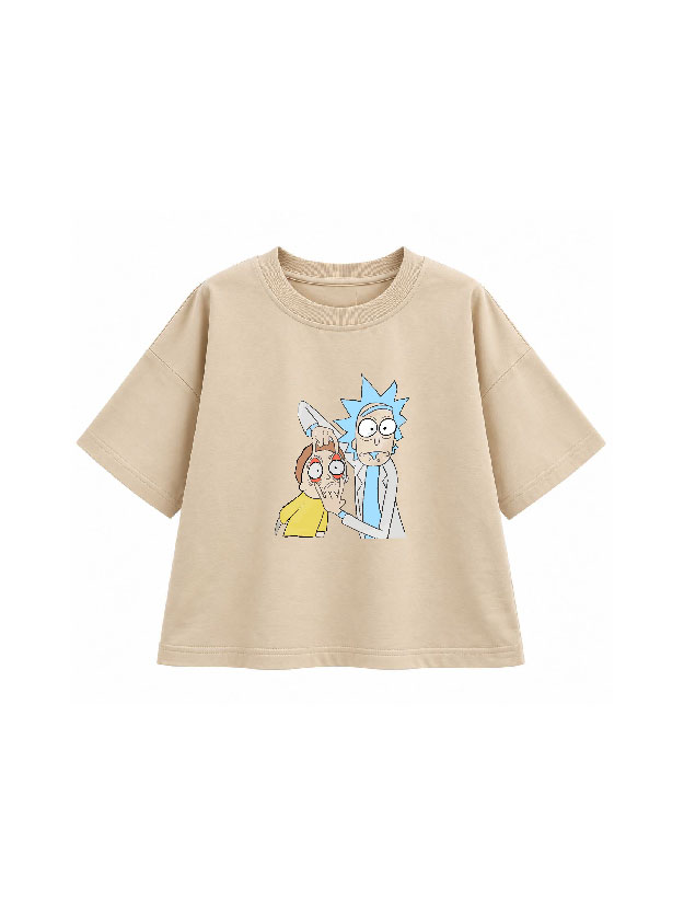 تیشرت کرم طرح Rick and Morty